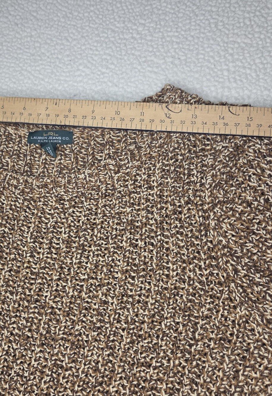 Lauren Ralph Lauren Cozy Marled Brown Crewneck Sweater - Women Size XL - Picture 7 of 8
